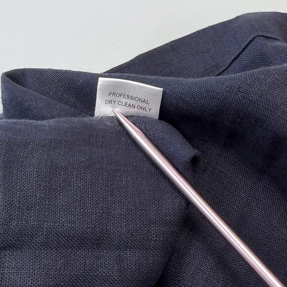 Nomia Linen Dress Size 10 Navy Blue Side Cut Outs Pockets Minimalist Made in USA - Picture 8 of 9